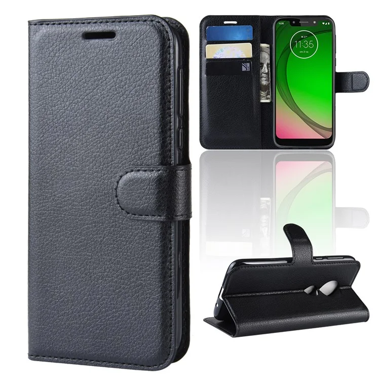 Litchi Skin PU Leather Protection Mobile Phone Cover for Motorola Moto G7 Play (EU Version) - Black