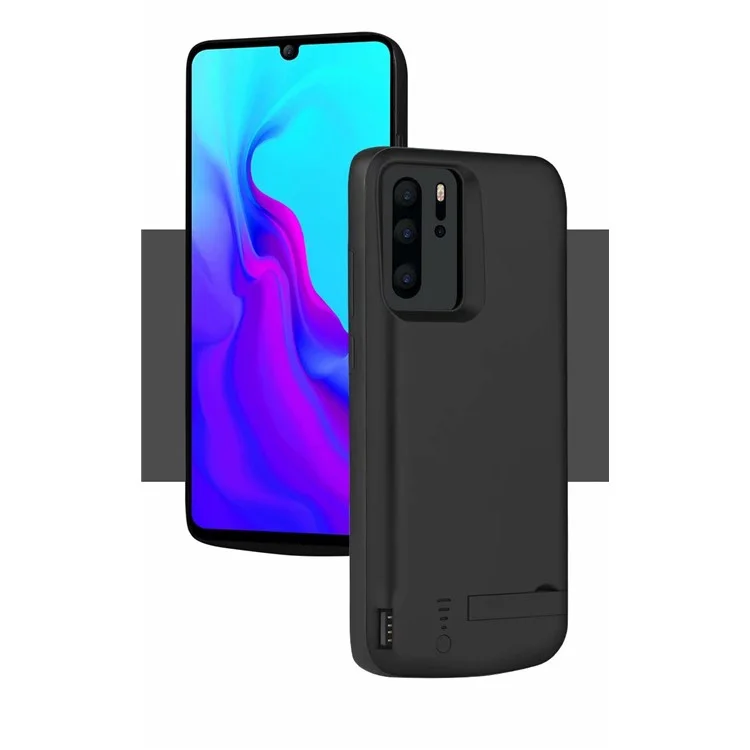 5000mAh All-wrapped Backup Battery Charger Case Cover Hemming Design for Huawei P30 Pro - Black