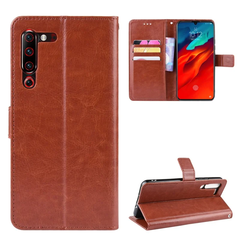 Leather Stand Wallet Phone Case for Lenovo Z6 Pro - Brown