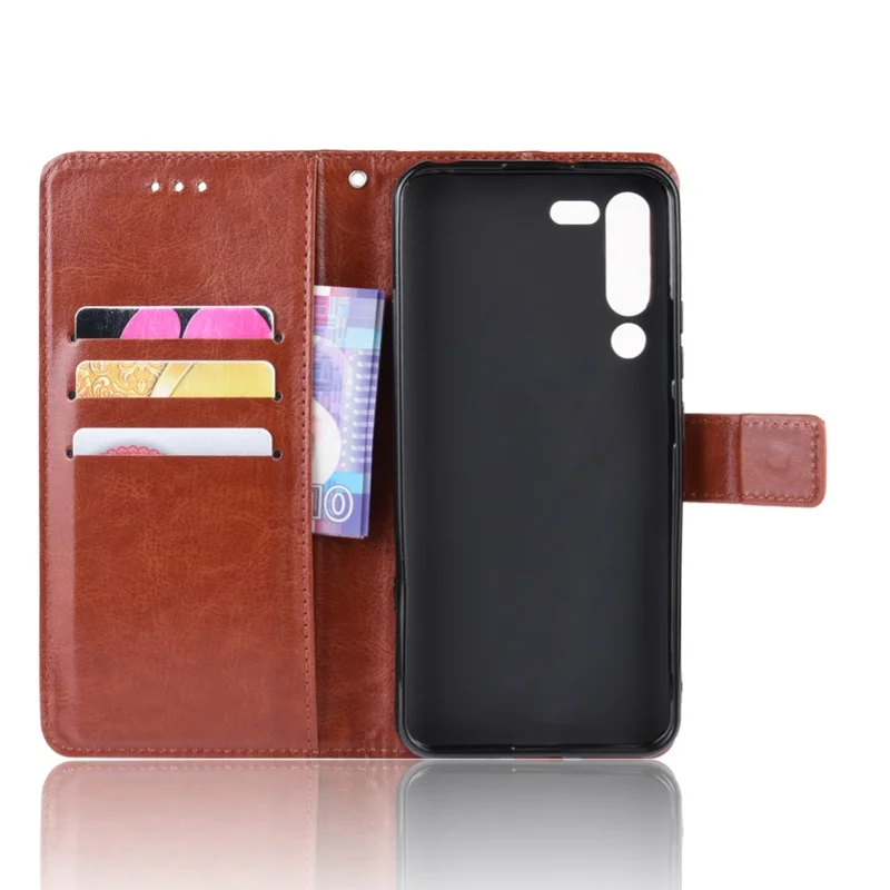 Leather Stand Wallet Phone Case for Lenovo Z6 Pro - Brown