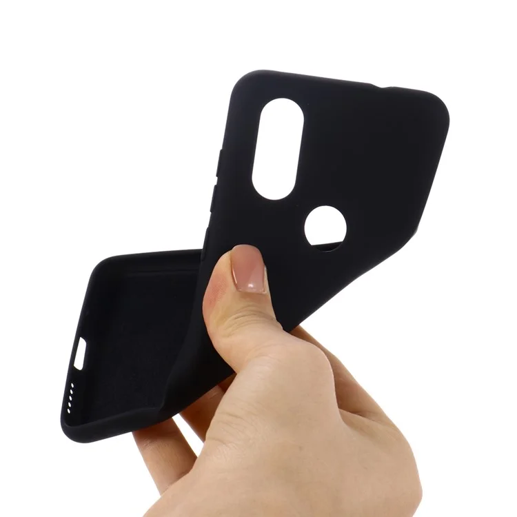 Custodia in silicone liquido morbido per Motorola One Vision/P50 - Nero