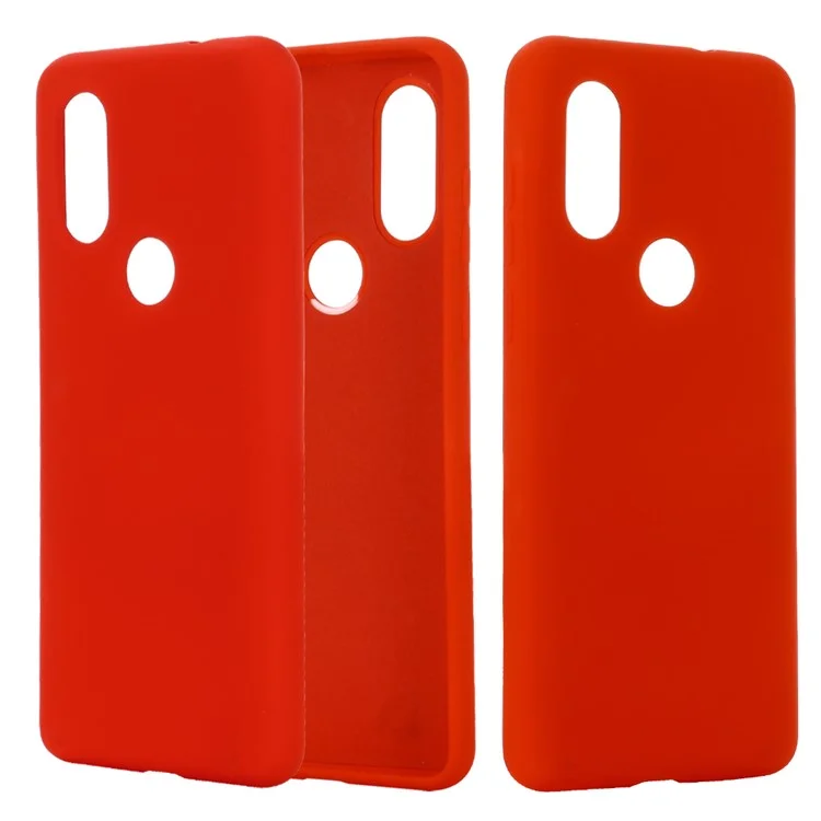 Carcasa de Teléfono de Silicona Líquido Suave Para Motorola One Vision/P50- Rojo