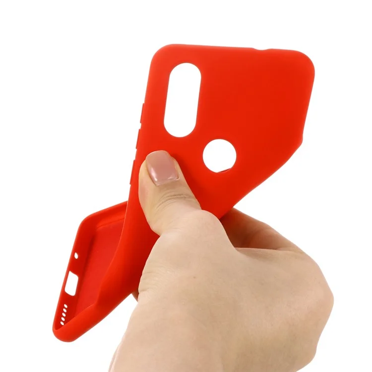 Custodia per Telefono in Silicone Liquido Morbido per Motorola One Vision/P50 - Rosso