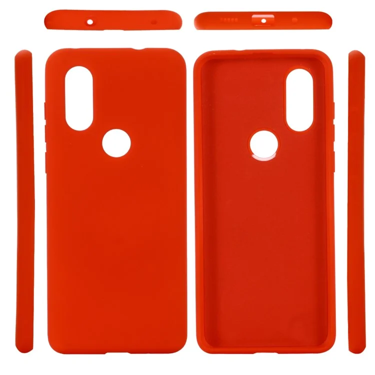 Custodia per Telefono in Silicone Liquido Morbido per Motorola One Vision/P50 - Rosso