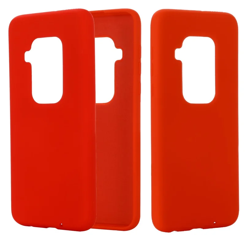 Soft Liquid Silicone Phone Back Cover Casing for Motorola One Zoom - Red
