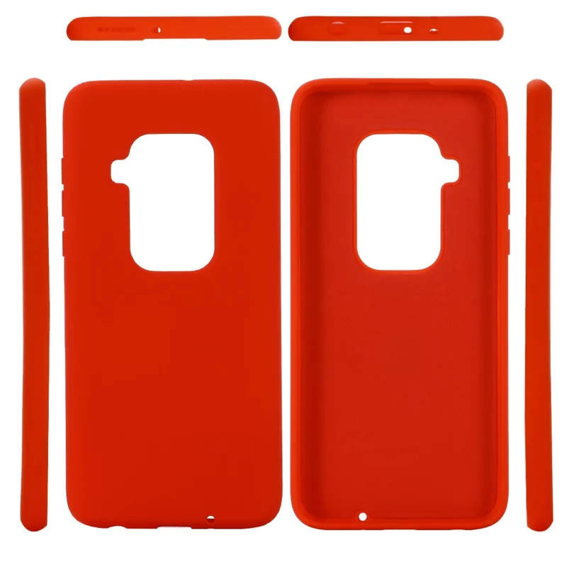 Soft Liquid Silicone Phone Back Cover Casing for Motorola One Zoom - Red