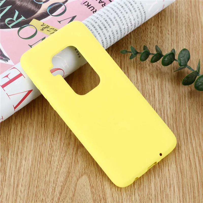 Soft Liquid Silicone Phone Back Cover Casing for Motorola One Zoom - Yellow