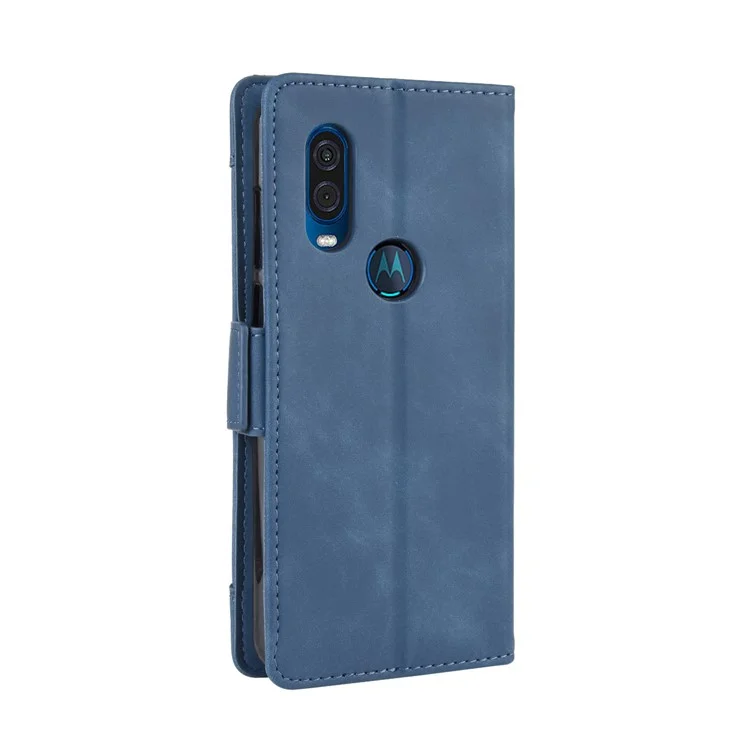 Case de Support en Cuir de Portefeuille Pour Motorola One Vision / P50 - Bleu