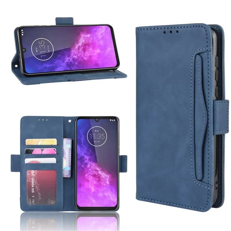Case de Cuero de Billetera Para Motorola One Zoom - Azul