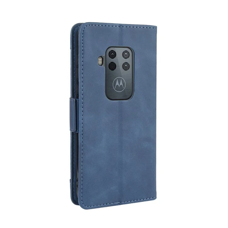 Case de Cuero de Billetera Para Motorola One Zoom - Azul