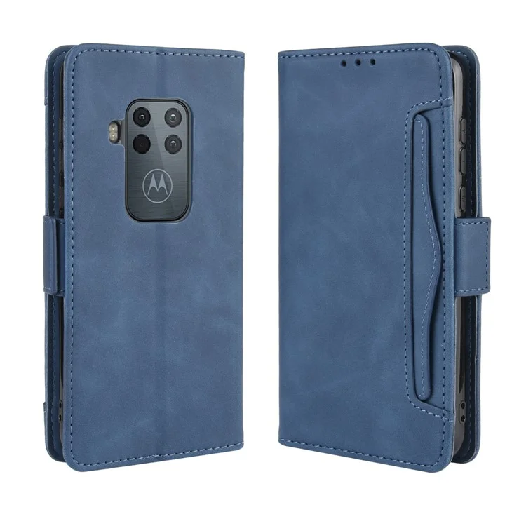 Case de Cuero de Billetera Para Motorola One Zoom - Azul