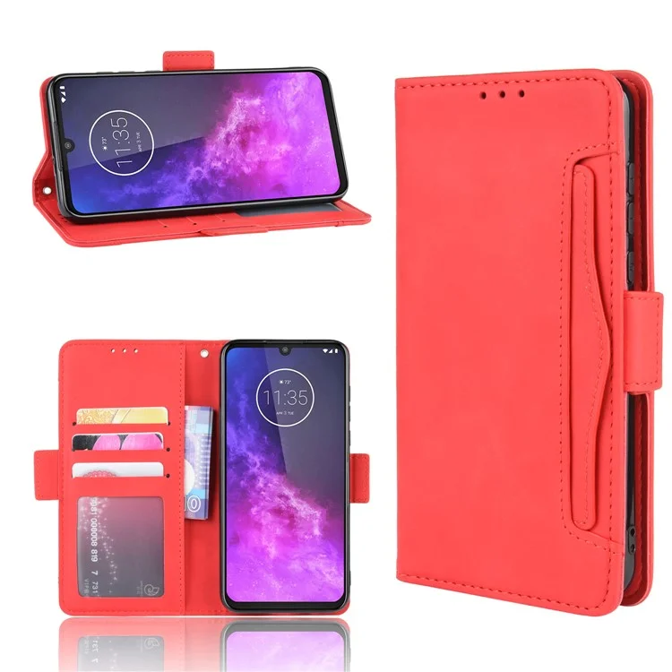 Case de Cuero de Billetera Para Motorola One Zoom - Rojo
