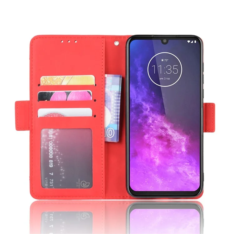 Case de Cuero de Billetera Para Motorola One Zoom - Rojo