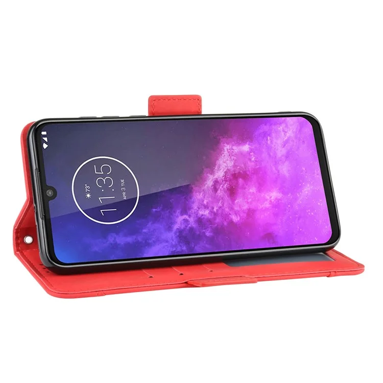 Case de Cuero de Billetera Para Motorola One Zoom - Rojo