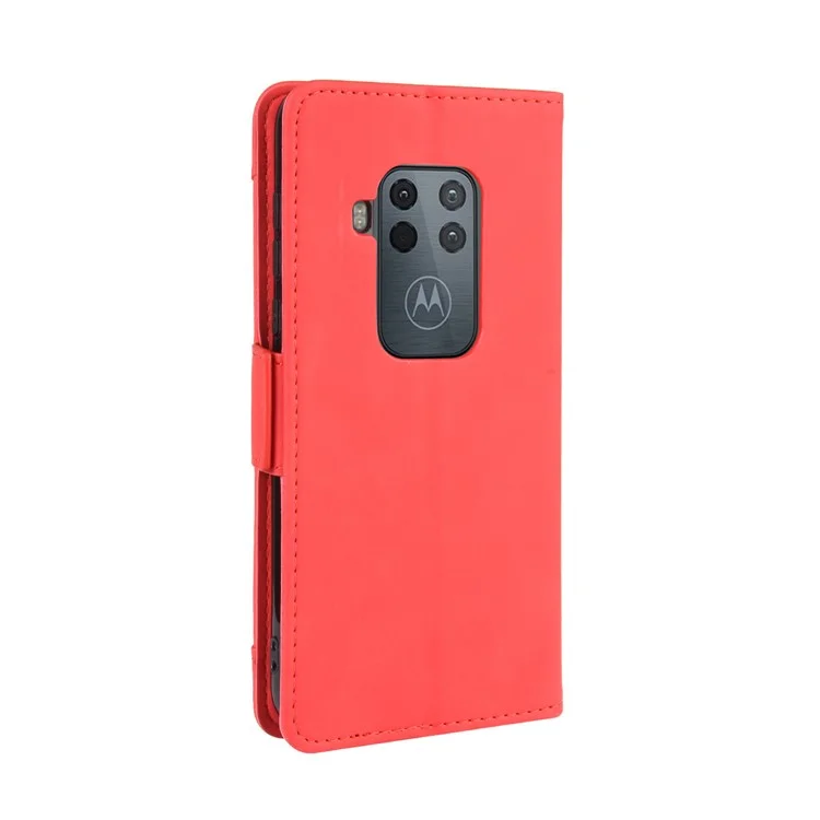 Case de Cuero de Billetera Para Motorola One Zoom - Rojo