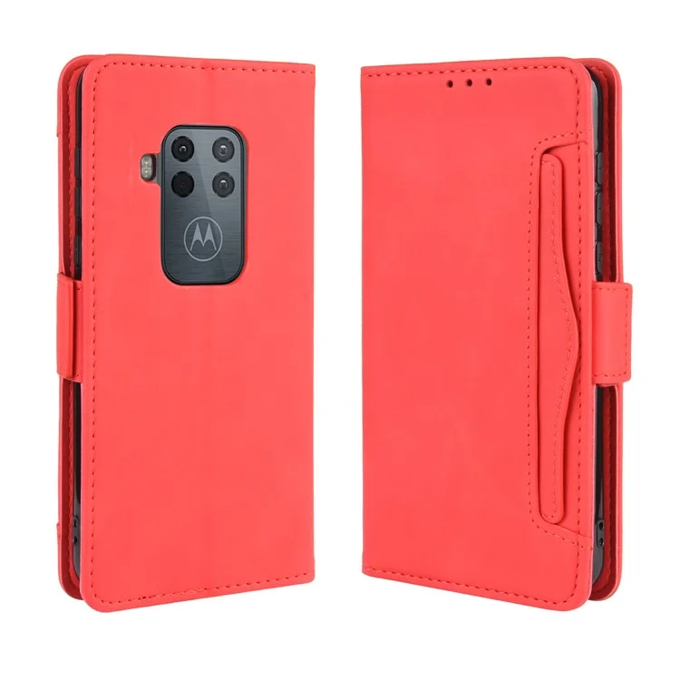 Case de Cuero de Billetera Para Motorola One Zoom - Rojo