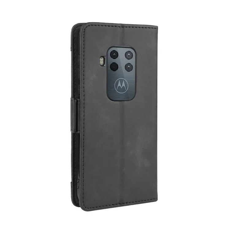 Case de Support en Cuir de Portefeuille Pour Motorola One Zoom - le Noir