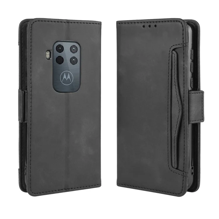 Case de Support en Cuir de Portefeuille Pour Motorola One Zoom - le Noir