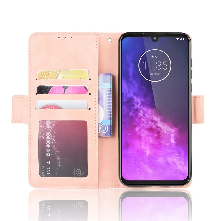 Brieftasche Lederstand Hülle Für Motorola One Zoom - Rosa