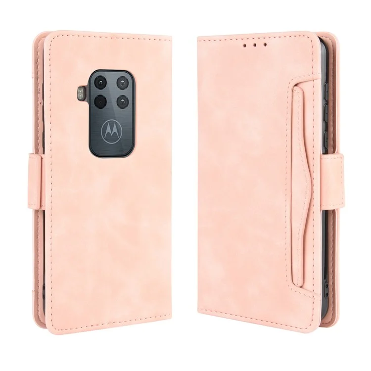 Case de Cuero de Billetera Para Motorola One Zoom - Rosado