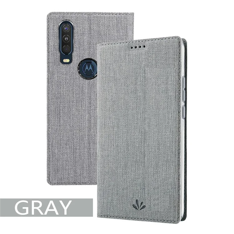 Para Motorola One Action Vili DMX Cross Style Soport Shell - Gris