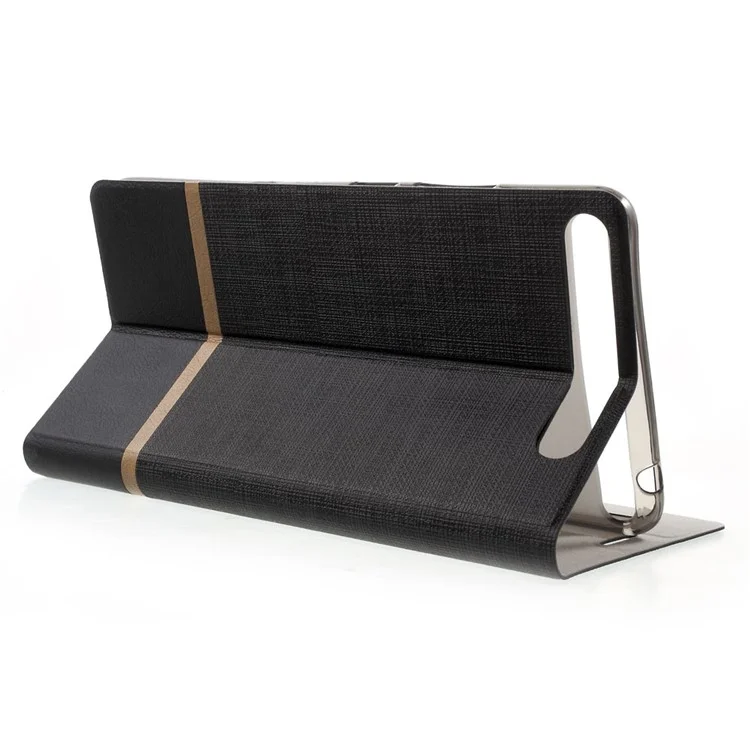 Cross Texture Leather Card Holder Stand Case for Lenovo Phab Plus - Black