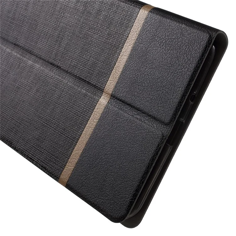 Cross Texture Leather Card Holder Stand Case for Lenovo Phab Plus - Black