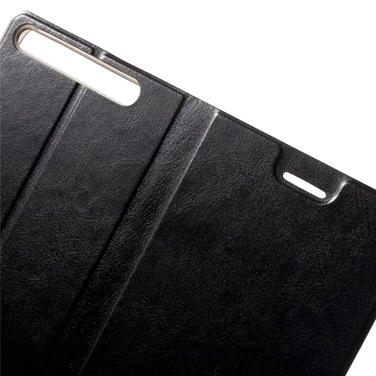 Textured Card Holder Leather Stand Case for Lenovo Phab Plus - Black