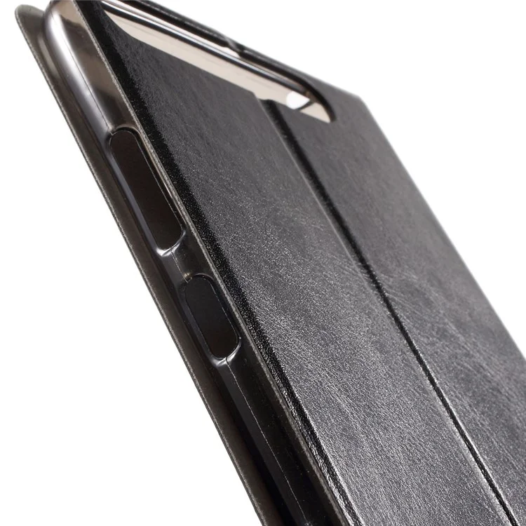Textured Card Holder Leather Stand Case for Lenovo Phab Plus - Black