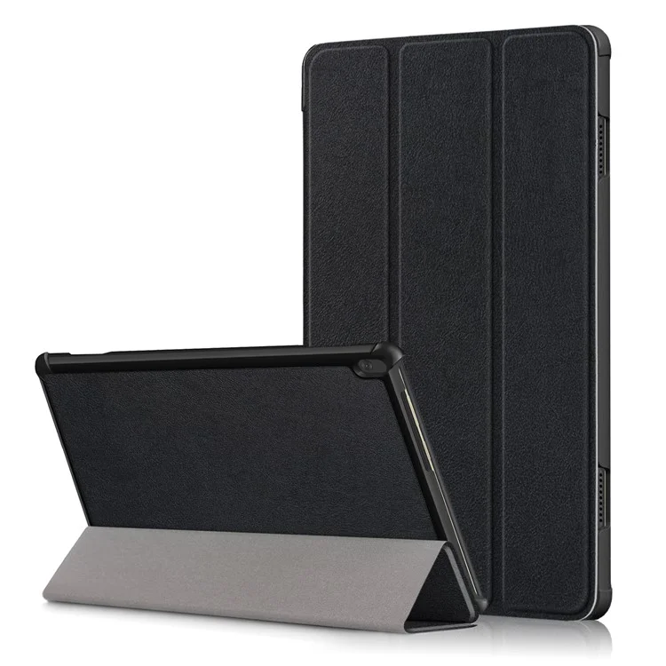 Custodia in pelle pieghevole a tre ante con funzione di risveglio/sospensione automatica per Lenovo Tab M10 TB-X605F/TB-X505 - Nero