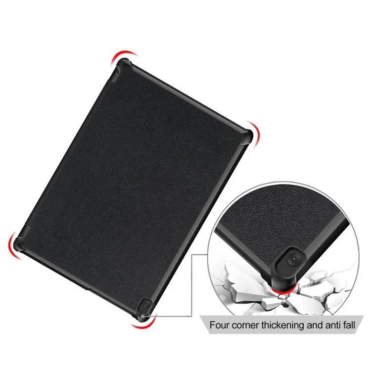 Custodia in pelle pieghevole a tre ante con funzione di risveglio/sospensione automatica per Lenovo Tab M10 TB-X605F/TB-X505 - Nero