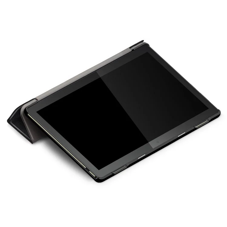 Tri-Fold Stand Leather Smart Automotor/sleep Case Para Lenovo Tab M10 TB-X605F/TB-X505 - Preto