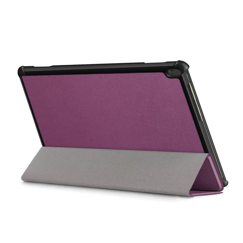 Tri-Fold Stand Leather Smart Auto Wake-Up/Sleep Case for Lenovo Tab M10 TB-X605F/TB-X505 - Purple