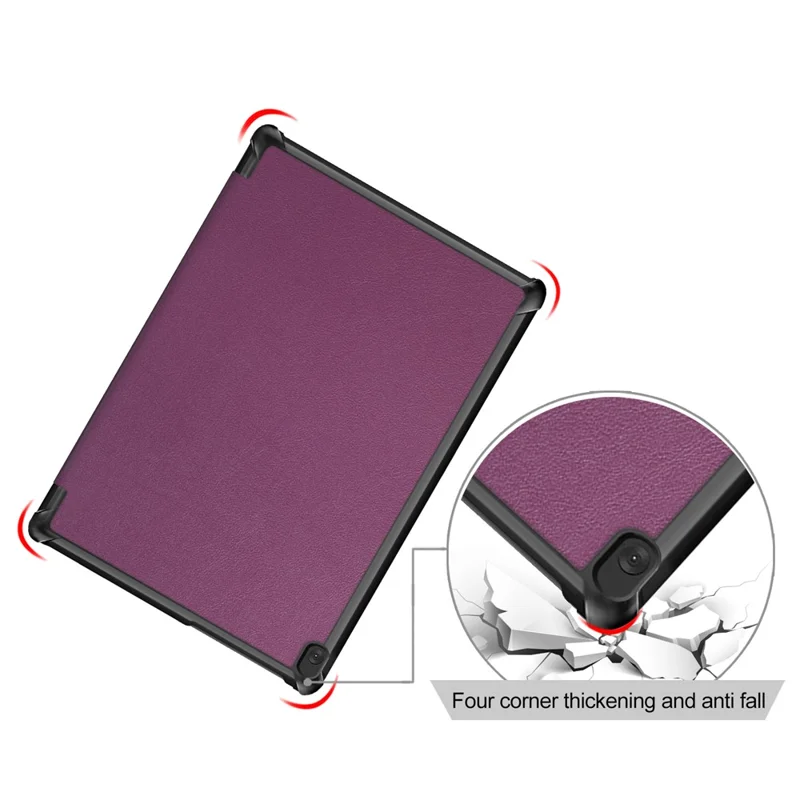 Tri-Fold Stand Leather Smart Auto Wake-Up/Sleep Case for Lenovo Tab M10 TB-X605F/TB-X505 - Purple