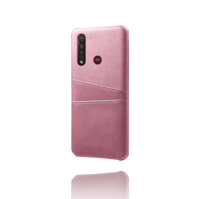 Ranuras de Doble Tarjeta KSQ Case de PC Recubierta de Cuero PU Para Motorola Moto G8 Plus - Oro Rosa