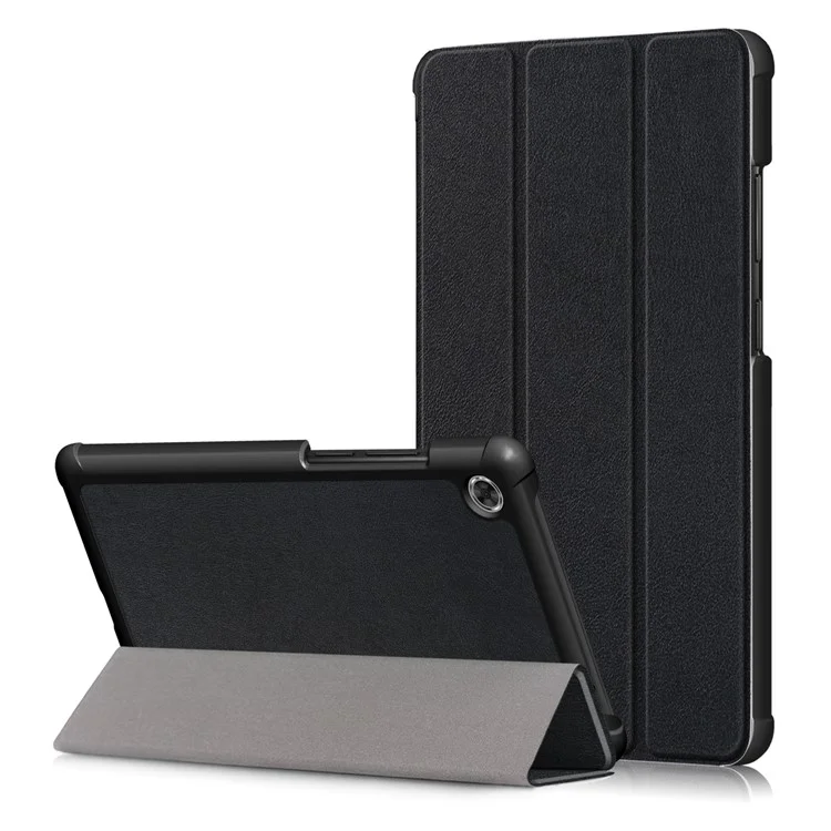 For  Lenovo Tab M7 (2nd Gen) TB-7305F / (3rd Gen) PU Leather Tablet Case Tri-fold Stand Scratch Resistant Flip Cover - Black