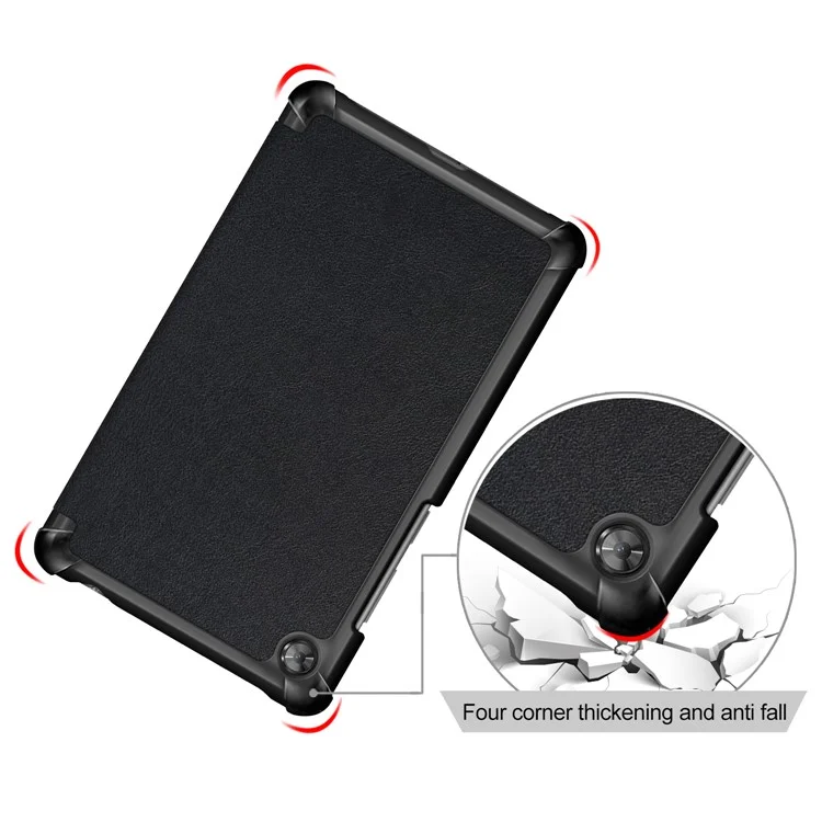 For  Lenovo Tab M7 (2nd Gen) TB-7305F / (3rd Gen) PU Leather Tablet Case Tri-fold Stand Scratch Resistant Flip Cover - Black