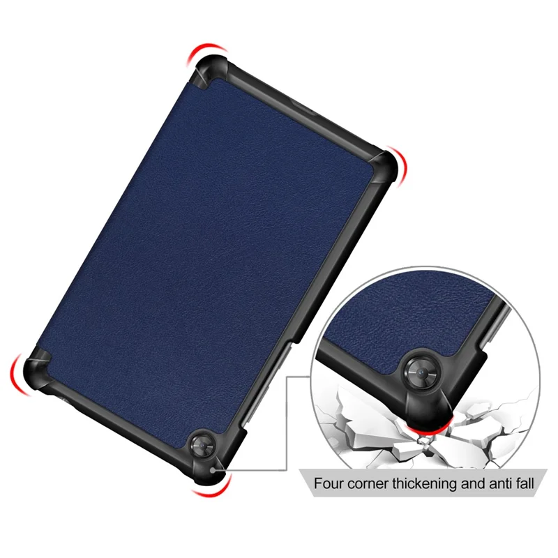 For  Lenovo Tab M7 (2nd Gen) TB-7305F / (3rd Gen) PU Leather Tablet Case Tri-fold Stand Scratch Resistant Flip Cover - Blue