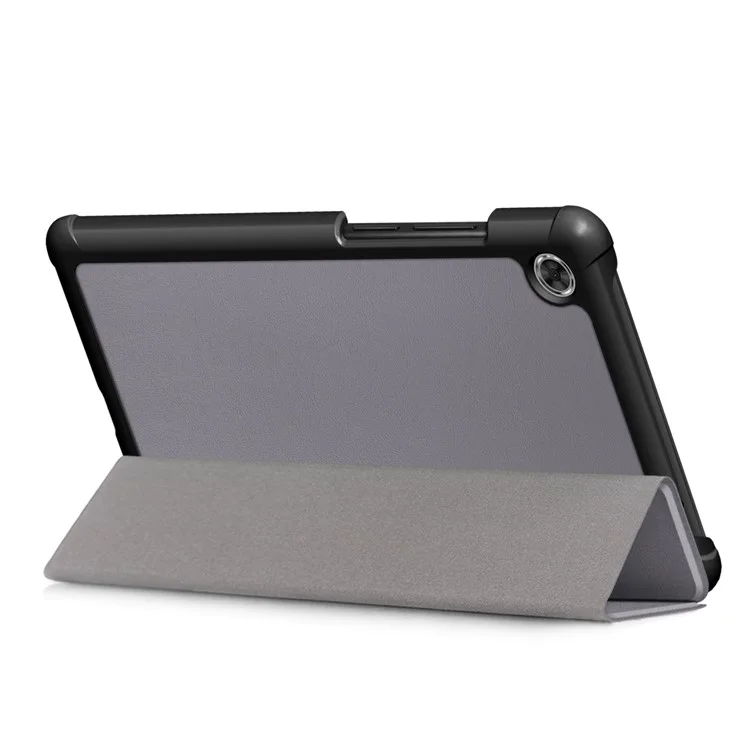 Pour Lenovo Tab M7 (2e Génération) TB-7305F / (3e Génération) Case de Tablette en Cuir PU Tri-fold Stand Scratch Resistant Flip Cover - Gris