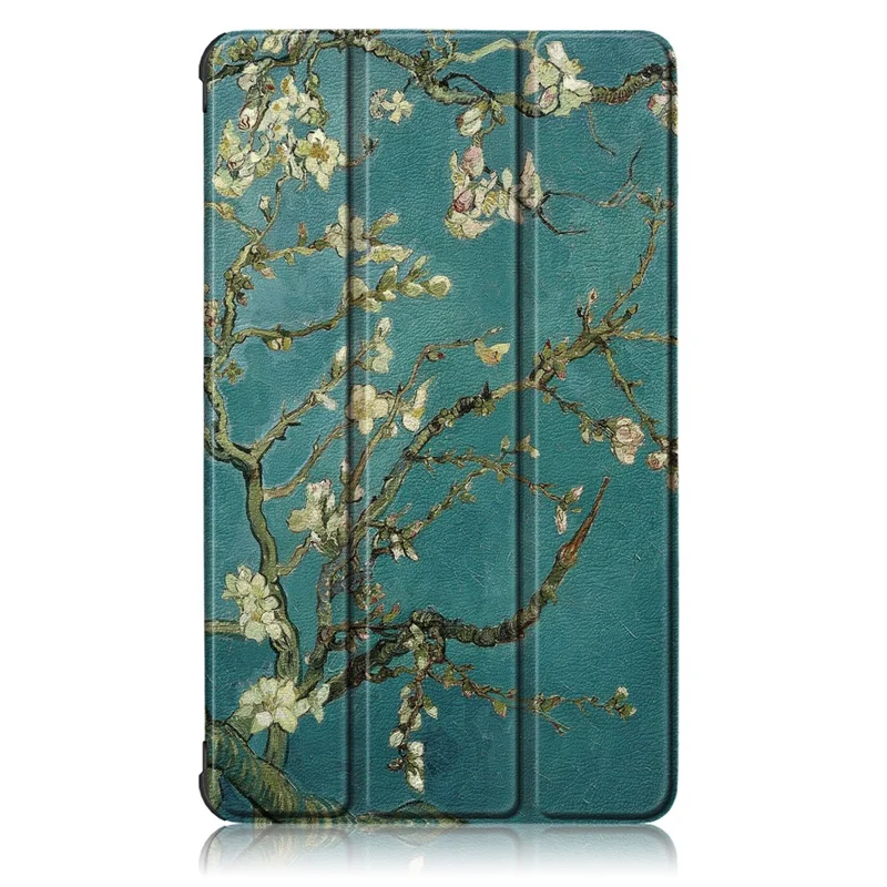 Patterned Tri-fold Stand Leather Smart Protective Tablet Case for  Lenovo Tab M7 (2nd Gen) TB-7305F / (3rd Gen) - Almond Tree in Blossom