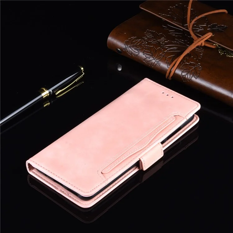 pu Leather Manuy Card Slots Basing Pour Motorola Moto E6 Play - Rose