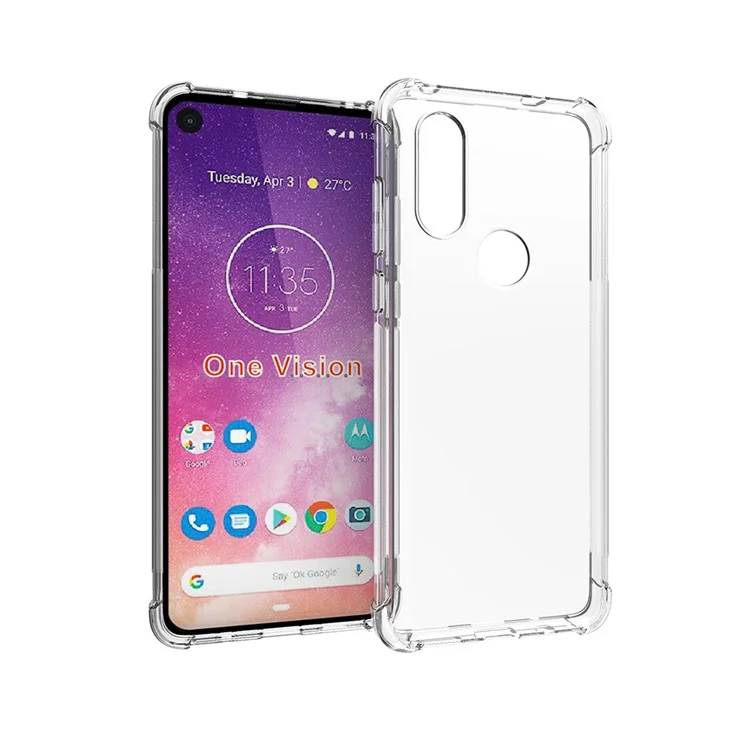 Cubierta Protectora de Teléfono TPU Transparente Transparente a Prueba de Golpes Para Motorola One Vision / P50