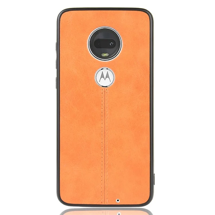 PC Con Recubrimiento de Cuero + Cubierta Híbrida TPU Para Motorola Moto G7 Plus / Moto G7 - Amarillo