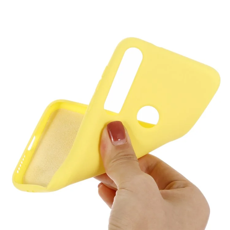 Estuche de Cáscara de Silicona Líquida Para el Juego Motorola Moto G8 - Amarillo