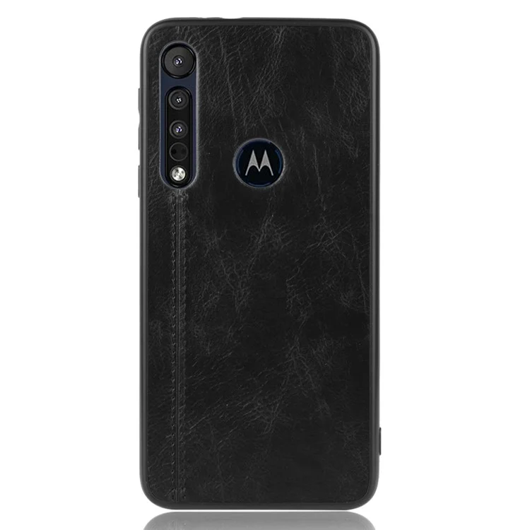 PU Lederbeschichtete PC + TPU -handy -hülle Für Motorola Moto G8 Plus - Schwarz