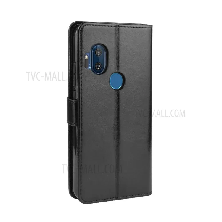 Custodia Crazy In Pelle Portafoglio Con Guscio Di Cinturino Per Motorola Un Iper - Nero