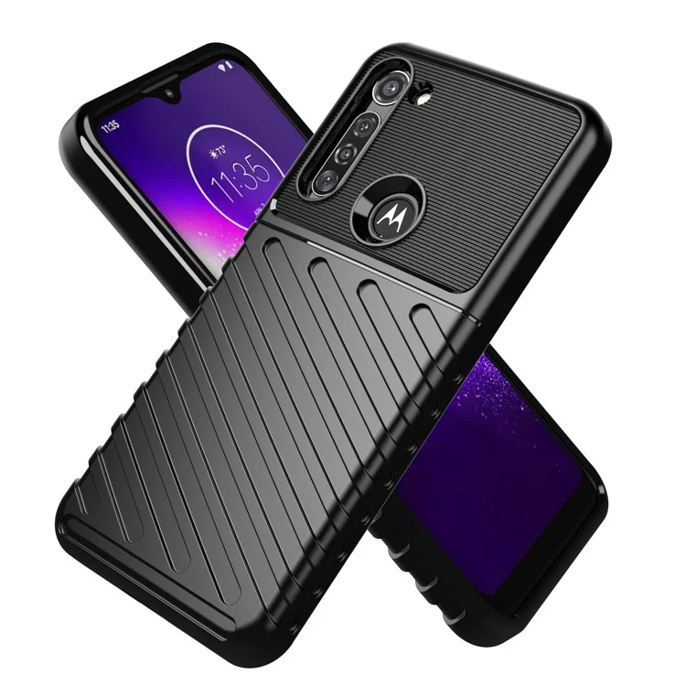 Thunder Series Twill Surface Soft TPU Back Case for Motorola Moto G8 Power - Black