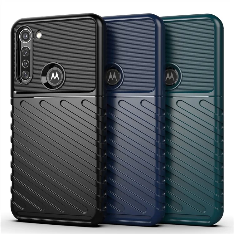 Thunder Series Twill Surface Soft TPU Back Case for Motorola Moto G8 Power - Black