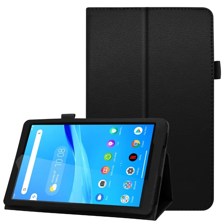 Para Lenovo Tab M8/Tab M8 (2nd Gen) Capa de Couro com Textura de Lichia Capa para Tablet - Preta