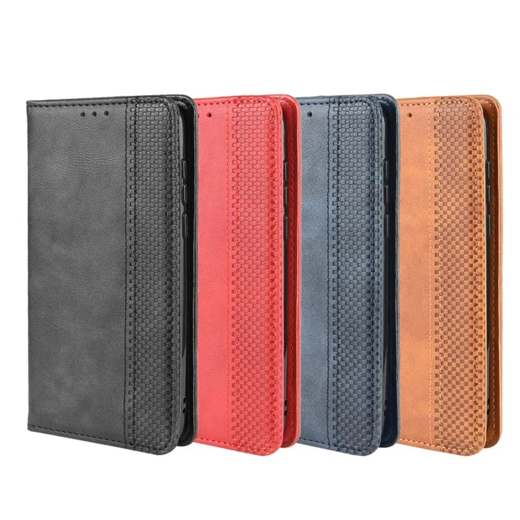 Vintage Style Magnetische Leder Brieftasche Handyhülle für Motorola Moto G8 Power - Schwarz
